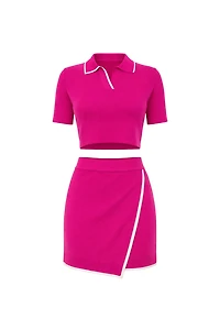 Latto Fuchsia Knit Sporty Skirt Set