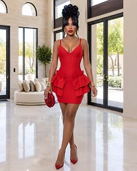 Megan Ruffle Bandage Dress (SHIPS 4/17