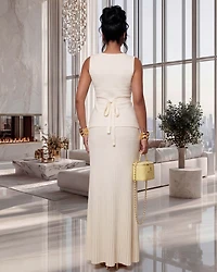 Adina Cream Top & Pleated Maxi Skirt Set