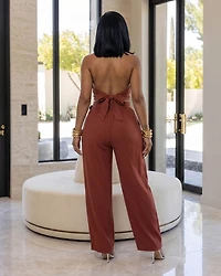 Lainey Clay Draped Halter Top & Pants Set