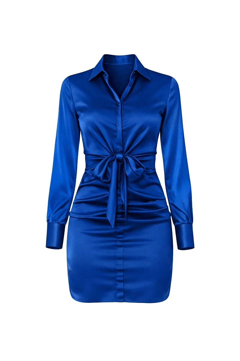 Liraelle Royal-Blue Silky Mini Dress