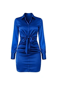 Liraelle Royal-Blue Silky Mini Dress