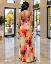 Brianna Red Nude Tie-Dye Maxi Dress