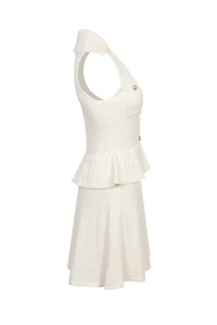 Virginia Off-White Pointelle Knit Mini Dress (SHIPS 4/17)
