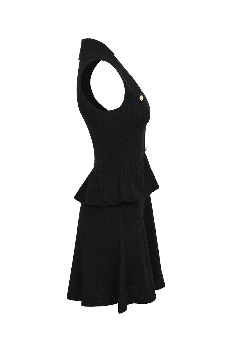Virginia Black Pointelle Knit Mini Dress (SHIPS 4/17)
