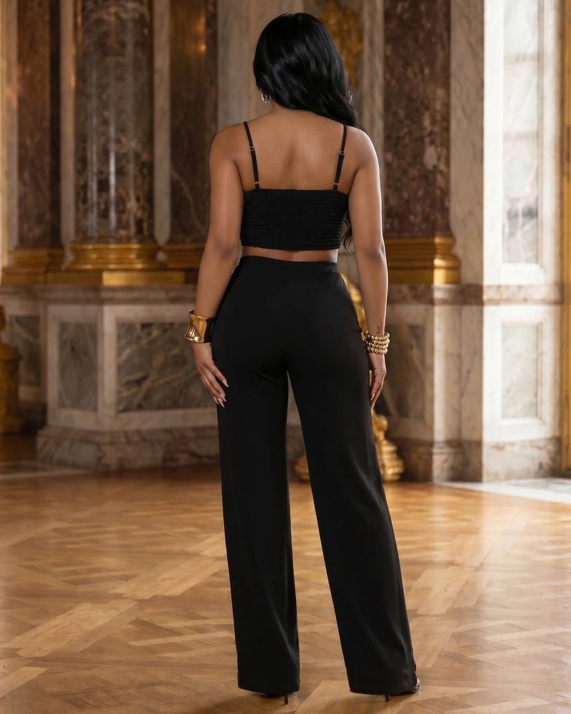 Rabella Black Braided Design Top & Pants Set