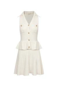 Virginia Off-White Pointelle Knit Mini Dress (SHIPS 4/17)