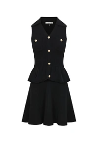 Virginia Black Pointelle Knit Mini Dress (SHIPS 4/17)