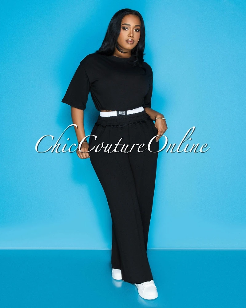 Clarkie White Crop Top & Pants Set