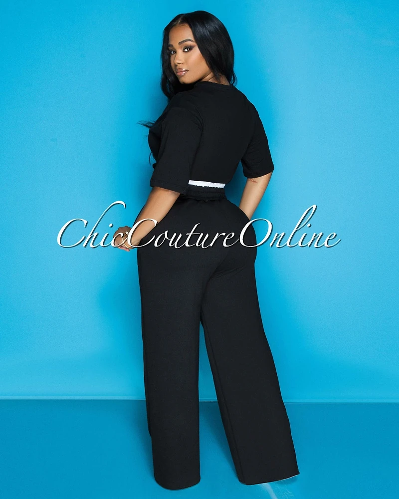 Clarkie White Crop Top & Pants Set