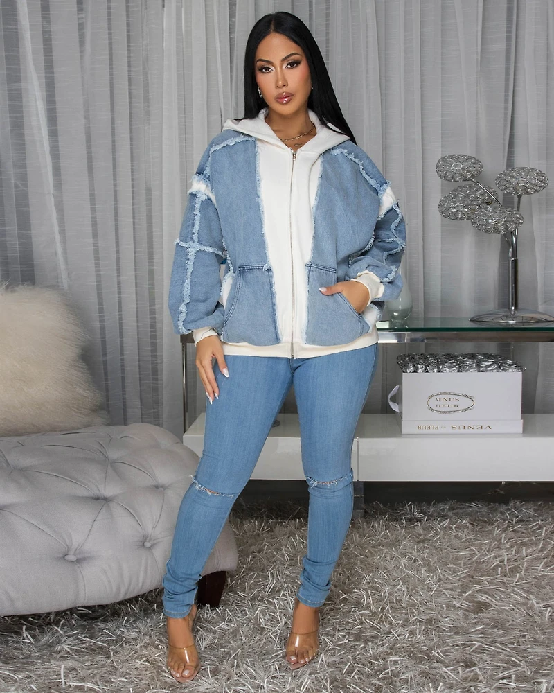 Amanita Blue Denim Ivory Hoodie ULTRA-LUXE Sweater (10/9/2025)