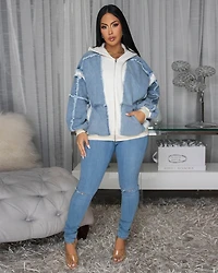 Amanita Blue Denim Ivory Hoodie ULTRA-LUXE Sweater (10/9/2025)