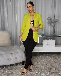 Drecka Lime Ruched Sleeves Blazer