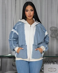 Amanita Blue Denim Ivory Hoodie ULTRA-LUXE Sweater