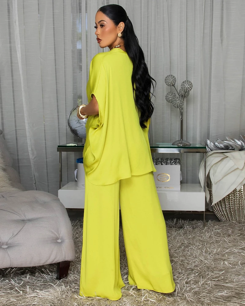 Sevyn Lime Silky LUXE Top & Pants Set
