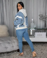 Amanita Blue Denim Ivory Hoodie ULTRA-LUXE Sweater (10/9/2025)