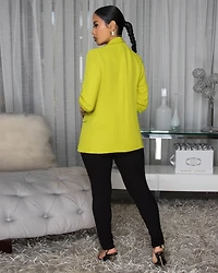 Drecka Lime Ruched Sleeves Blazer