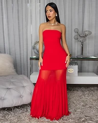 Micah Red Strapless Maxi Dress