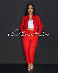 Reed Red Bomber Cargo Jacket & Joggers Set