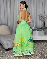 Lazise Lime Green Halter Maxi Dress