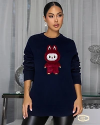 Bubu Navy-Blue Graphic Sweater