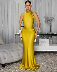 Dahlia Moss Draped Halter Maxi Dress (9/3/25)