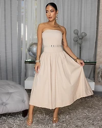 Elza Nude Strapless Midi Dress