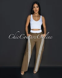 Elliz Olive White Sporty Cargo Pants