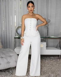Mable White Strapless Jumpsuit
