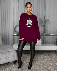 Bubu Burgundy Graphic Sweater