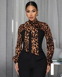 Solaris Black Leopard Print Jacket & Pants Set