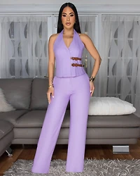 Fernanda Lavender Vest Top & Pants Set