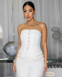 Mable White Strapless Jumpsuit
