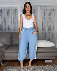 Velma Light  Blue Denim Jogger Pants