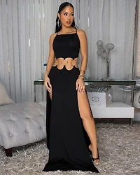 Millie Black Color-Block Cut-Out Maxi