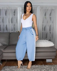 Velma Light  Blue Denim Jogger Pants