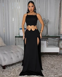 Millie Black Color-Block Cut-Out Maxi