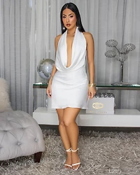 Marilyn White Halter Mini Dress