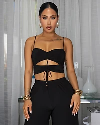 Pierrette Black Cut-Out Pants Set