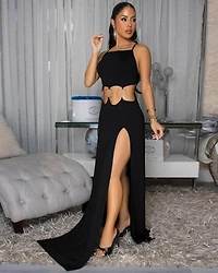 Millie Black Color-Block Cut-Out Maxi