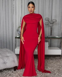 Amoris Wine Red Backless Maxi Dress