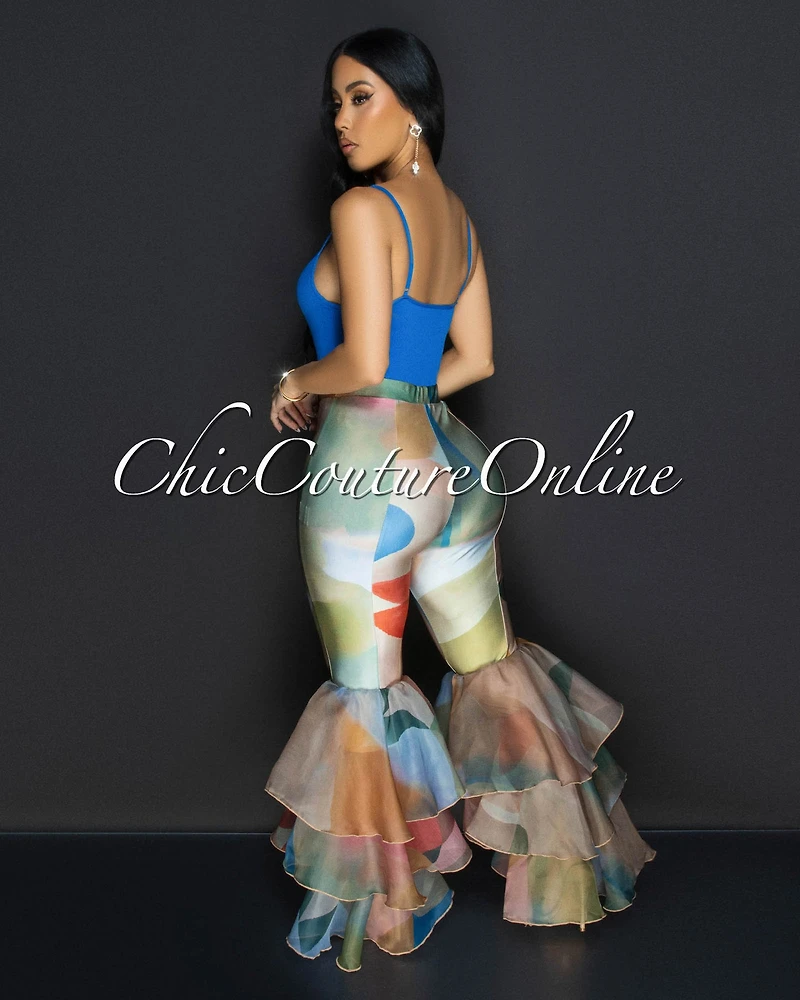 *Dafine Pink Nude Ruffle Flared Leggings