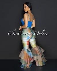 *Dafine Pink Nude Ruffle Flared Leggings