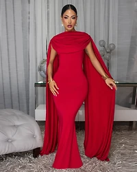 Amoris Wine Red Backless Maxi Dress