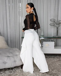 Sonoma Off-White Ruffle LUXE Pants