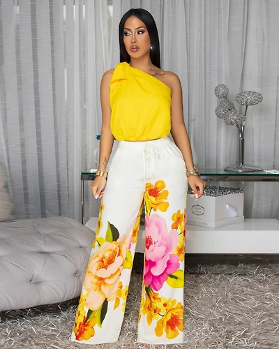 Koda Cream Multi-Color  Floral Print Pants