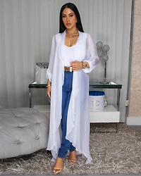 Gloriana Off-White Silky Sheer Long Duster