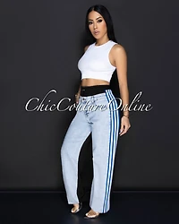 Pearson Medium Denim Blue Stripes Joggers Jeans