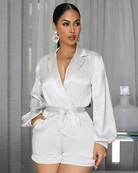 Rammie Beige Silky LUXE Romper