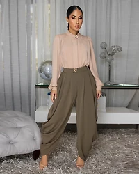 Odona Nude Woven Bubble LUXE Blouse